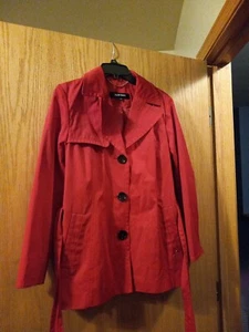 Womens Ellen Tracy Red Jacket Size Small Cotton/poly Lined Belted 3 Button - Picture 1 of 6