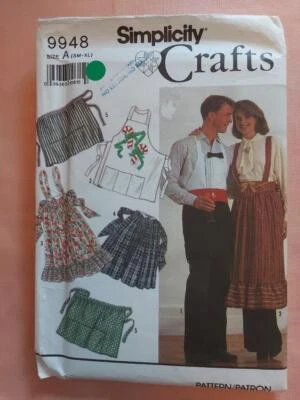 Simplicity 9948 Vintage Unisex Set of Aprons in 2 Sizes Pattern Size 30-46" Bust - Image 1 of 2