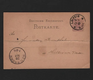 OPC 1880 Germany Leipzig to Heilbronn Stationary Card - Picture 1 of 2