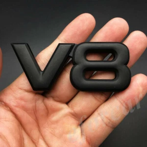 Metal Black V8 Vntage Car Auto Trunk Tailgate Rear Emblem Badge Decal Sticker - Picture 1 of 3