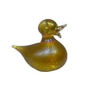 Heron Iridescent Yellow Art Duck Figurine Paperweight  - England