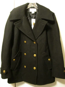 $298 Ralph Lauren Denim & Supply Black Wool Blend Military Peacoat Jacket L NEW - Picture 1 of 7