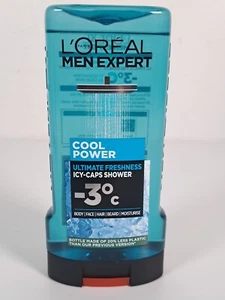 L'OREAL Men Cool Power Icy Caps Shower Gel Full Body and Hair 300 ml NEW - Picture 1 of 9