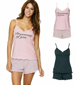 Sorbet 100% Cotton Cami & Short Pyjama Set PJs. 2 Colours. Plus Size 18-32 - Picture 1 of 5
