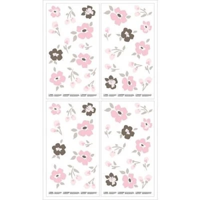 NAUTICA KIDS ISABELLA WALL SELF STICKER DECALS FLOWERS PINK BROWN ANY ROOM AGE - Image 1 of 3
