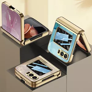 Folding Magnetic Hinge Marble Painted Style Phone Case Cover For Moto Razr 2022 - Picture 1 of 19