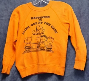 Vintage 60s Peanuts Snoopy Mayo Spruce Orange Crewneck Sweatshirt Size 14 Child - Picture 1 of 9