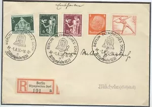 GERMANY 1936 Olympic Games Berlin Reg. cover Olympic Village Opening day - Bild 1 von 2
