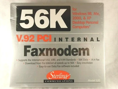 Sterling 56K V92 PCI Internal Faxmodem S20 Windows 95 98 Me 2000 XP - New Sealed - Image 1 of 4
