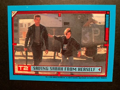 Terminator 2 (T2) Trading Card / Sticker  #18 ( 1991 ) SAVING SARAH FROM HERSELF - Image 1 of 2