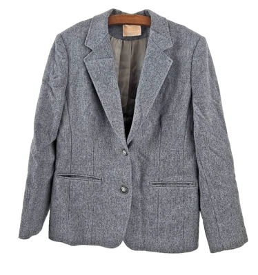 Chaqueta Blazer Pendleton 100% Lana Para Mujer’s 12 Gris De Colección Hecha en EE. UU. USADA EN EXCELENTE ESTADO Foto 1 de 4
