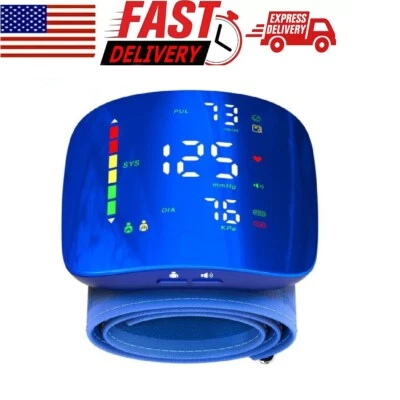 Novo Monitor de Pressão Arterial de Pulso Recarregável Azul Tela LED BP Máquina - Imagem 1 de 4