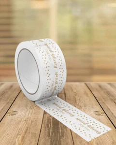Vorgedrucktes Designer Packband Rolle 162 Fuß 2 Zoll x 55 Yard Sonderlieferung GOLD - Bild 1 von 6