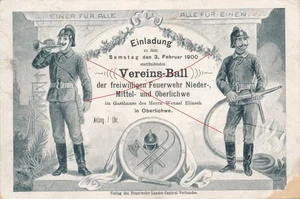 Nr.56372 Einladung  Feuerwehr Vereinsball Ober Llichwe 1900 Tschechien - Foto 1 di 2