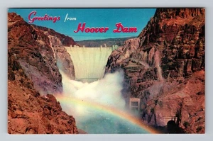 Hoover Dam and Rainbow Greetings Vintage Postcard Standard Souvenir Postal Post - Picture 1 of 2