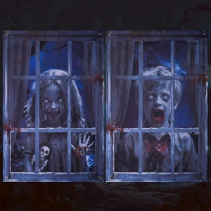 2 Piezas Terror Halloween Cortina Ventana Silueta Cubierta Decoración Horror Halloween - Imagen 1 de 8