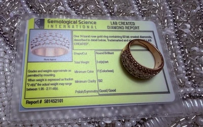 Anniversary Ring 2ctw Lab Created Diamond 14k Rose Gold - Image 1 of 4