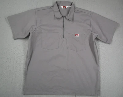 Camisa Pullover Ben Davis Para Hombres XL Gris 1/4 Cremallera Sarga SS1196 Bolsillos Manga Corta Foto 1 de 4