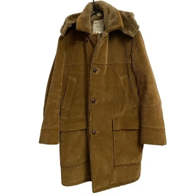 Vintage House of Peerless Heavy Corduroy Jacket Coat Men's 42 Brown/Tan Faux Fur - Image 1 of 4