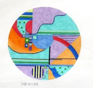 Penny MacLeod The River Modern Design Handpainted Needlepoint Canvas - Picture 1 of 1