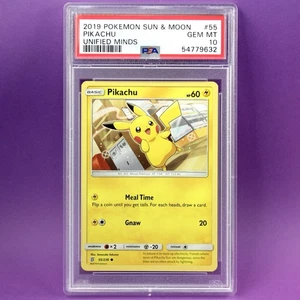 Pokémon Pikachu 55 Sun & Moon Unified Minds 2019 PSA 10 gemas como nuevo etiqueta CGC POP 97 - Imagen 1 de 2