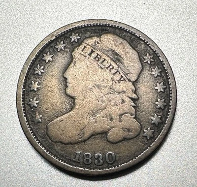 1830   CAPPED BUST DIME   SMALL 10c GOOD   KEY TYPE COIN  #8836 - Image 1 of 2