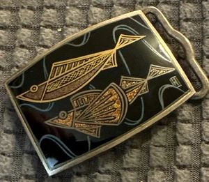 Vintage Enamel On Silver Belt Buckle-Marked 950 Silver-Signed H - Picture 1 of 6