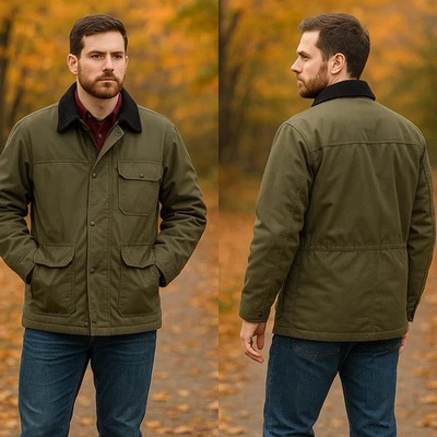 Smith & Hawken Olive Green Barn/Work/Chore Coat Corduroy Collar Men’s Large - Image 1 of 4