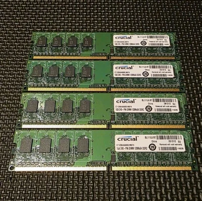 Crucial 4GB (4X1GB) DDR2 Ram Memory For Desktop PC DIMM 240 Pin  - Image 1 of 2