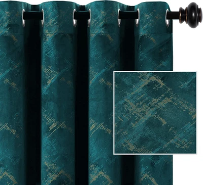 Luxury Velvet Curtains 108 Inches Long Thermal Insulated Blackout Curtains for B - Image 1 of 4