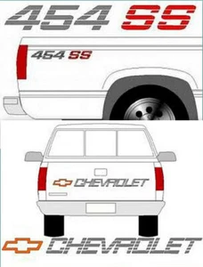 454 SS KIT CHEVY Truck Tailgate & Bedside Decals 90-91 Chevrolet Truck - Picture 1 of 3