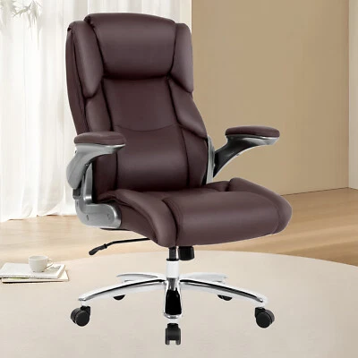 YEWULI Wide Seat Office Chair Executive Leather Desk Chair With Armrest Computer Chair