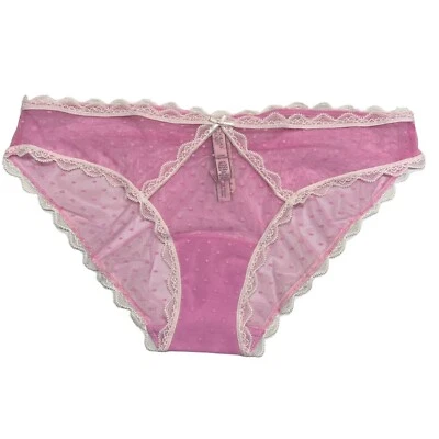NUEVO CON ETIQUETAS VICTORIA'S SECRET Braguita Cheekini Talla M-L-XL Rosa Malla Encaje Lunares Foto 1 de 4