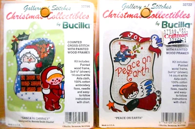 Lot of 2 Bucilla Christmas Collectibles Counted Cross Stitch Kits w/ Frames  #2 - Image 1 of 3