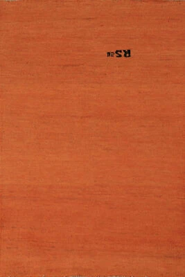 Premium Quality Gabbeh Solid Design Wool Foyer Rug - Timeless Style" Orange 3x4 - Image 1 of 4