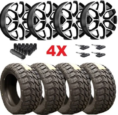 SNOWFLAKE MACHINED WHEELS RIMS 33 12.50 22 TIRES MUD GMC SIERRA SILVERADO 1500 - Image 1 of 4