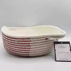 Cesta de almacenamiento umbral contenedor tejido 10 x 10 x 3 crema decorativa roja - Imagen 1 de 3