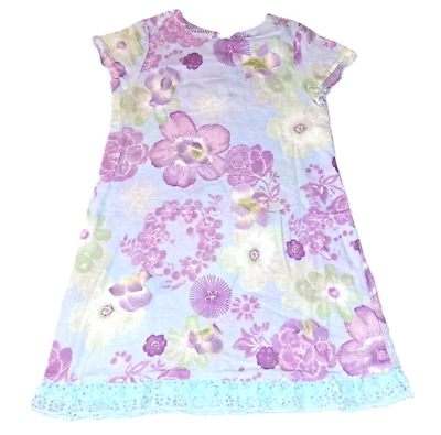 Girls BABY LULU purple blue floral boutique dress 6 6x soft linen Easter outfit - Image 1 of 4