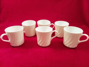 6er Set Corning Corelle Verbesserungen weiß Swirl Kaffeetassen Tassen Tee USA - Bild 1 von 6