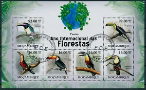 Mozambique 2011 CTO Pájaros en Estampillas Tucanes Tucán Año Internacional de los Bosques 6v M/S - Imagen 1 de 1