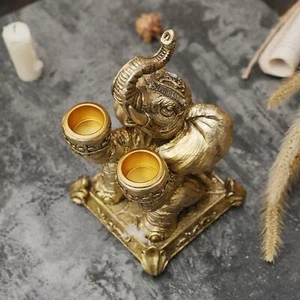 Elephant Sculpture Candle Holder Candelabra Candles Holders Stand Decorative - Picture 1 of 11
