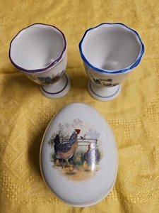 2 Eierbecher von Reutter und 1 Ei Deckeldose von Interpresent - Vintage - - Bild 1 von 8