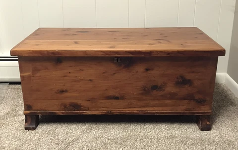 Vintage E.R. Co-Forest Park Line-Ed Roos-Cedar Hope Chest Trunk Blanket Chest Cover