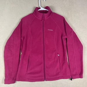 Columbia Womens Fleece Full Zip Jacket L Mock Neck Zip Pockets Regular Fit Pink - Picture 1 of 8