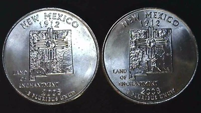 2008 P D 25C State Quarter New Mexico BU Clad (2 coins) 24hh1018-3 - Image 1 of 2