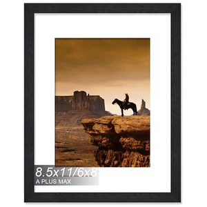 8.5 x 11 Picture Frame, Engineered Wood Frame Display Photo 6x8 with Mat - Picture 1 of 7