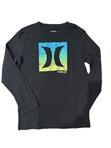 Maglia ragazzo Hurley 10-12 nera autunno inverno logo waffle maglia atletica sport scuola - Foto 1 di 2