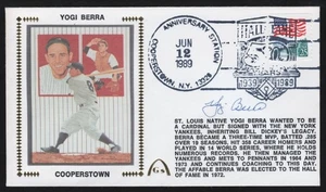 GATEWAY 1989 AUTOGRAPHED YOGI BERRA "COOPERSTOWN" FDC POSTAL CACHET ENVELOPE - Picture 1 of 3