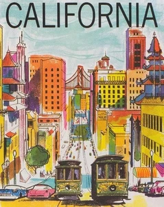 Impresión de póster de calcomanía de vinilo de pared RETRO CALIFORNIA (adhesivo extraíble) - Imagen 1 de 3