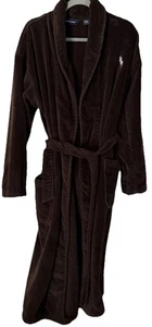 Polo Ralph Lauren Robe Men’s Large/XL Embroidered Pony Plush Belted Brown Bath - Picture 1 of 7